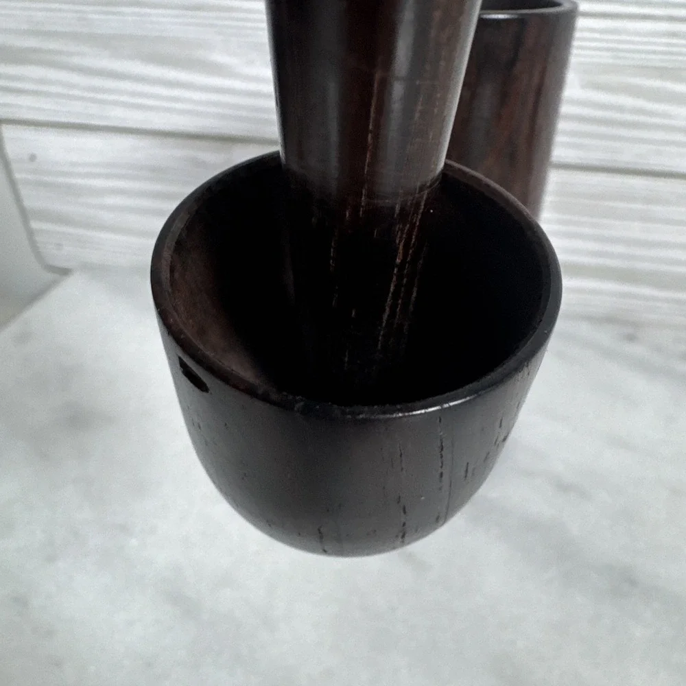 Handcrafted Hand Turned Cover Wood Toothpick Holder. Signed